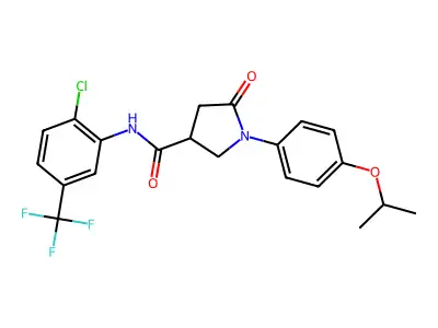 N-[2-chloro-5-(trifluoromethyl)phenyl]-5-oxo-1-(4-propan-2-yloxyphenyl)pyrrolidine-3-carboxamide structure