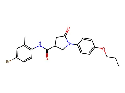 N-(4-bromo-2-methylphenyl)-5-oxo-1-(4-propoxyphenyl)-3-pyrrolidinecarboxamide structure
