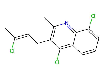 Quinoline, 4,8-dichloro-3-(3-chloro-2-butenyl)-2-methyl- structure