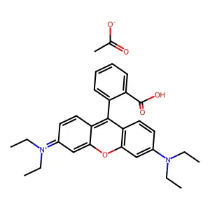 Xanthylium, 9-(2-carboxyphenyl)-3,6-bis(diethylamino)-, acetate (1:1) structure