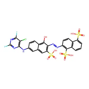 2-[[6-[(5-Chloro-2,6-difluoropyrimidin-4-yl)amino]-1-hydroxy-3-sulfonaphthalen-2-yl]azo]-1,5-naphthalenedisulfonic acid structure