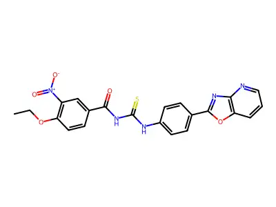 4-ethoxy-3-nitro-N-{[4-([1,3]oxazolo[4,5-b]pyridin-2-yl)phenyl]carbamothioyl}benzamide structure