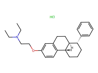 Ethanamine, N,N-diethyl-2-((4b,5,6,7,8,8a,9,10-octahydro-8-phenyl-2-phenanthrenyl)oxy)-, hydrochloride, (4b-alpha,8-beta,8a-beta)- structure