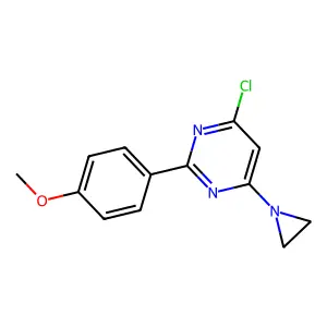 Pyrimidine, 4-(1-aziridinyl)-6-chloro-2-(4-methoxyphenyl)- structure