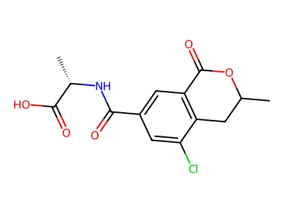 L-Alanine, N-((5-chloro-3,4-dihydro-3-methyl-1-oxo-1H-2-benzopyran-7-yl)carbonyl)- structure