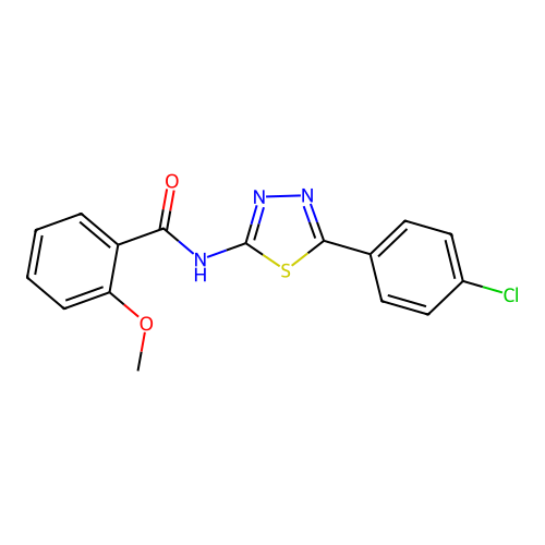 N-[5-(4-chlorophenyl)-1,3,4-thiadiazol-2-yl]-2-methoxybenzamide structure