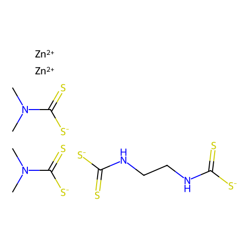 Bisdimethyldithiocarbamoyl zinc ethylenebis(dithiocarbamate) structure