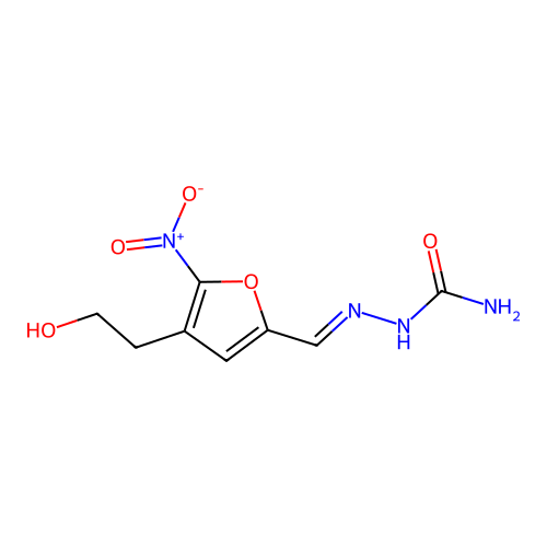 Hydrazinecarboxamide, 2-((4-(2-hydroxyethyl)-5-nitro-2-furanyl)methylene)- structure