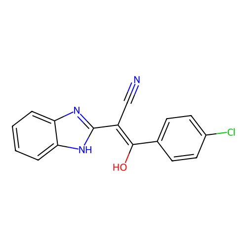 2-(1H-benzimidazol-2-yl)-3-(4-chlorophenyl)-3-hydroxyacrylonitrile structure