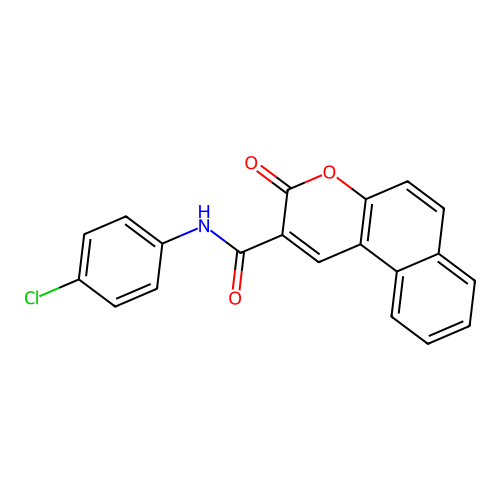 N-(4-chlorophenyl)-3-oxo-3H-benzo[f]chromene-2-carboxamide structure