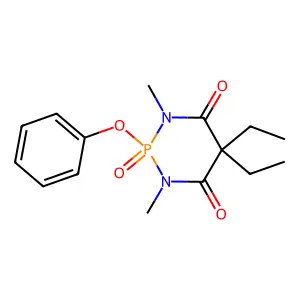 5,5-Diethyl-1,3-dimethyl-2-oxo-2-phenoxy-1,3,2lambda5-diazaphosphinane-4,6-dione structure