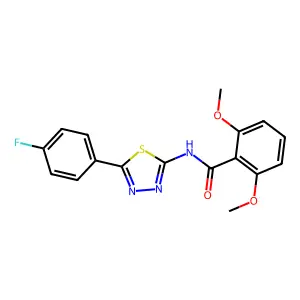 N-[5-(4-fluorophenyl)-1,3,4-thiadiazol-2-yl]-2,6-dimethoxybenzamide structure