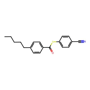Benzenecarbothioic acid, 4-pentyl-, S-(4-cyanophenyl) ester structure