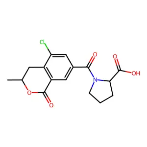 L-Proline, 1-((5-chloro-3,4-dihydro-3-methyl-1-oxo-1H-2-benzopyran-7-yl)carbonyl)- structure