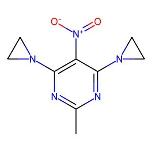 Pyrimidine, 4,6-bis(1-aziridinyl)-2-methyl-5-nitro- structure