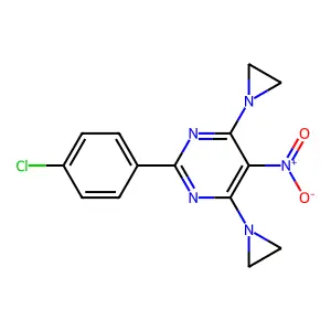 Pyrimidine, 4,6-bis(1-aziridinyl)-2-(4-chlorophenyl)-5-nitro- structure