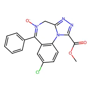 methyl 8-chloro-5-oxido-6-phenyl-4H-[1,2,4]triazolo[4,3-a][1,4]benzodiazepin-5-ium-1-carboxylate structure