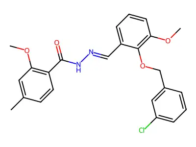 N-[[2-[(3-chlorophenyl)methoxy]-3-methoxyphenyl]methylideneamino]-2-methoxy-4-methylbenzamide structure