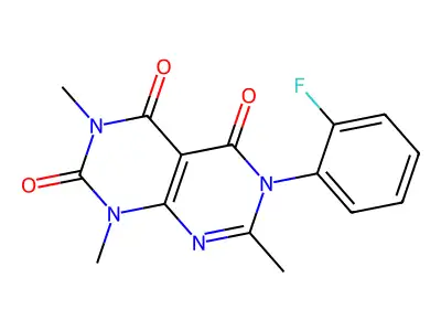 Pyrimido(4,5-d)pyrimidine-2,4,5(1H,3H,6H)-trione, 6-(2-fluorophenyl)-1,3,7-trimethyl- structure