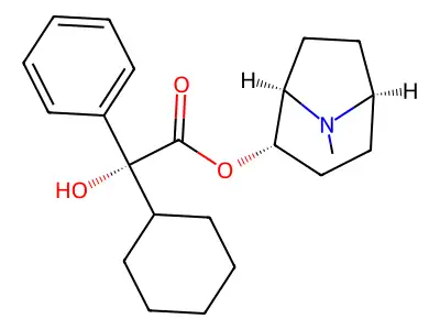 (+)-2-alpha-Tropan-2-ol, (-)-2-cyclohexyl-2-phenylglycolate structure