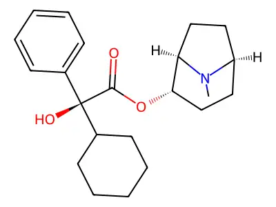 (+)-2-alpha-Tropan-2-ol, (+)-2-cyclohexyl-2-phenylglycolate structure