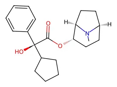 (+)-2-alpha-Tropan-2-ol, (+)-2-cyclopentyl-2-phenylglycolate structure