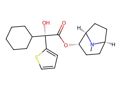 (+)-2-alpha-Tropan-2-ol, (-)-2-cyclohexyl-2-(2-thienyl)glycolate structure