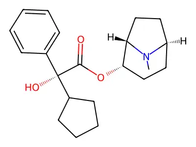 (-)-2-alpha-Tropan-2-ol, (-)-2-cyclopentyl-2-phenylglycolate structure