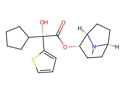 (+)-2-alpha-Tropan-2-ol, (-)-2-cyclopentyl-2-(2-thienyl)glycolate structure