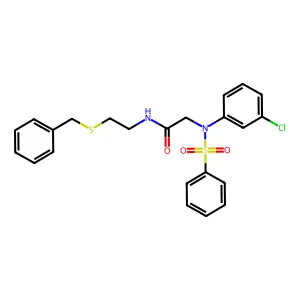 2-[N-(benzenesulfonyl)-3-chloroanilino]-N-(2-benzylsulfanylethyl)acetamide structure