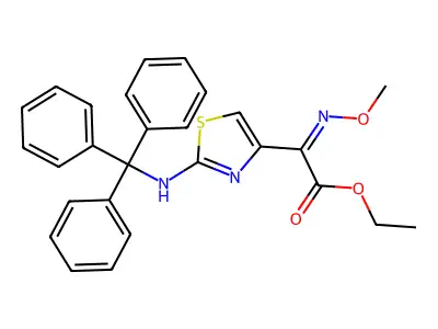 Ethyl 2-methoxyimino-2-[2-(tritylamino)-1,3-thiazol-4-yl]acetate structure