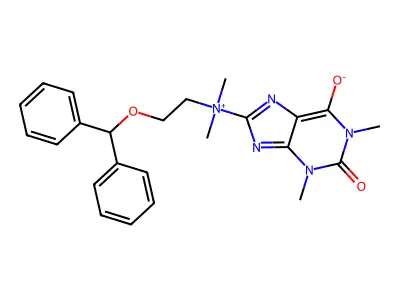 8-[2-Benzhydryloxyethyl(dimethyl)azaniumyl]-1,3-dimethyl-2-oxopurin-6-olate structure