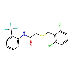 2-[(2,6-dichlorobenzyl)sulfanyl]-N-[2-(trifluoromethyl)phenyl]acetamide structure
