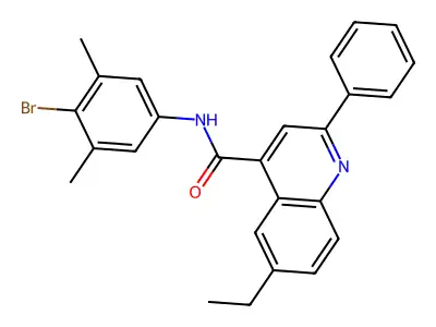 N-(4-bromo-3,5-dimethylphenyl)-6-ethyl-2-phenyl-4-quinolinecarboxamide structure