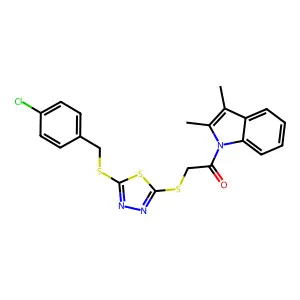 2-({5-[(4-chlorobenzyl)sulfanyl]-1,3,4-thiadiazol-2-yl}sulfanyl)-1-(2,3-dimethyl-1H-indol-1-yl)ethanone structure