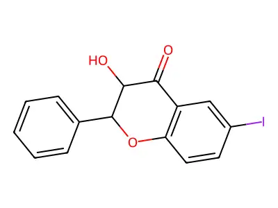4H-1-Benzopyran-4-one, 2,3-dihydro-3-hydroxy-6-iodo-2-phenyl- structure