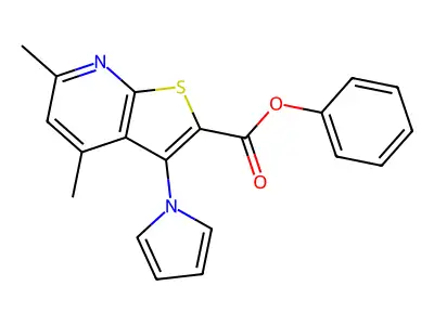 Phenyl 4,6-dimethyl-3-(1H-pyrrol-1-yl)thieno[2,3-b]pyridine-2-carboxylate structure