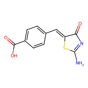Benzoicacid,4-[(2-amino-4-oxo-5(4H)-thiazolylidene)methyl]- structure