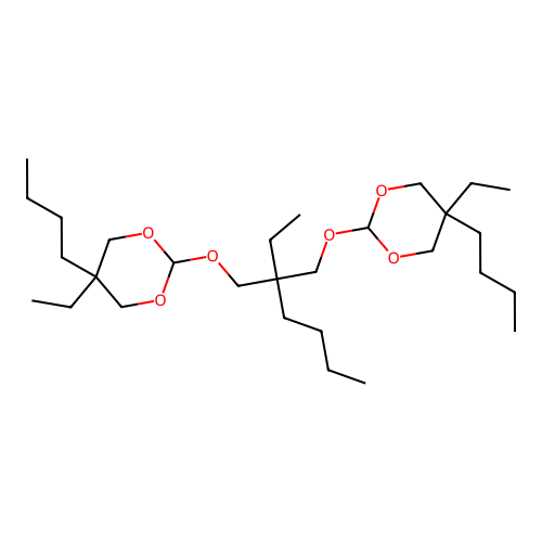 2,2'-((2-Butyl-2-ethylpropane-1,3-diyl)bis(oxy))bis(5-butyl-5-ethyl-1,3-dioxane) structure