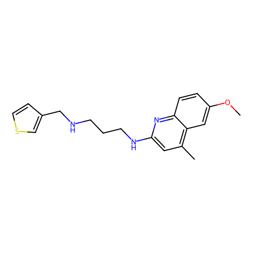 N-(6-methoxy-4-methylquinolin-2-yl)-N'-(thiophen-3-ylmethyl)propane-1,3-diamine structure