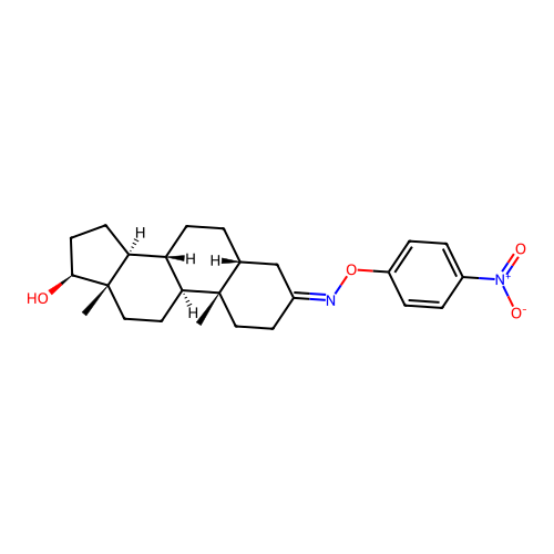 17-beta-Hydroxy-5-beta-androstan-3-one O-(p-nitrophenyl)oxime structure