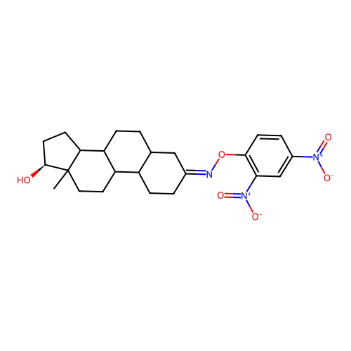 17-beta-Hydroxy-5-alpha-estran-3-one O-(2,4-dinitrophenyl)oxime structure
