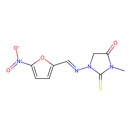 Hydantoin, 3-methyl-1-(5-nitrofurfurylideneamino)-2-thio- structure