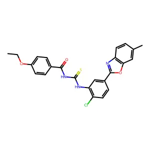 N-[[2-chloro-5-(6-methyl-1,3-benzoxazol-2-yl)phenyl]carbamothioyl]-4-ethoxybenzamide structure