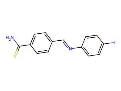 4-{(E)-[(4-Iodophenyl)imino]methyl}benzene-1-carbothioamide structure