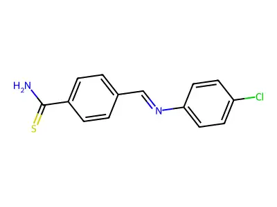 4-{(E)-[(4-Chlorophenyl)imino]methyl}benzene-1-carbothioamide structure