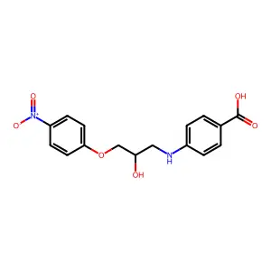 Benzoic acid, 4-((2-hydroxy-3-(4-nitrophenoxy)propyl)amino)- structure