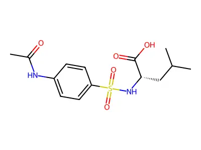 (S)-2-(4-acetamidophenylsulfonamido)-4-methylpentanoic acid structure