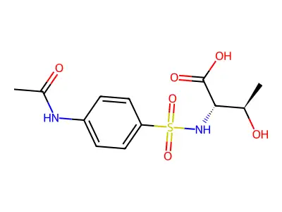 2-(4-Acetylamino-benzenesulfonylamino)-3-hydroxy-butyric acid structure