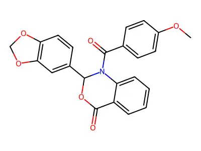 2-(1,3-benzodioxol-5-yl)-1-(4-methoxybenzoyl)-1,2-dihydro-4H-3,1-benzoxazin-4-one structure
